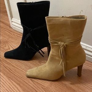 6 1/2 Tan & Black Mid Calf Boots